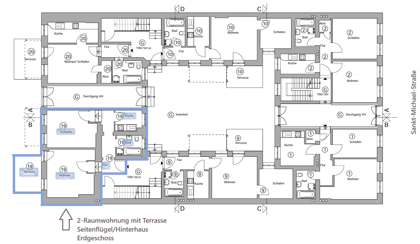 Frisch saniert: Terrassenwohnung im Hinterhaus – Magdeburg – Vorschaubild 8