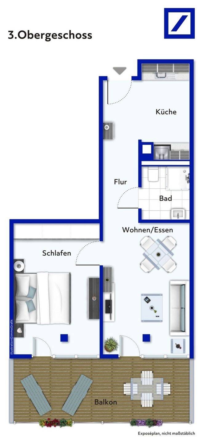 2-Zi-Wohnung mit Sonnenbalkon in S-Süd zu verkaufen – Stuttgart – Vorschaubild 5