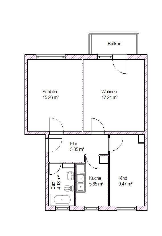 Helle 3-Raum-Wohnung mit Balkon ab Oktober frei! – Magdeburg – Vorschaubild 2