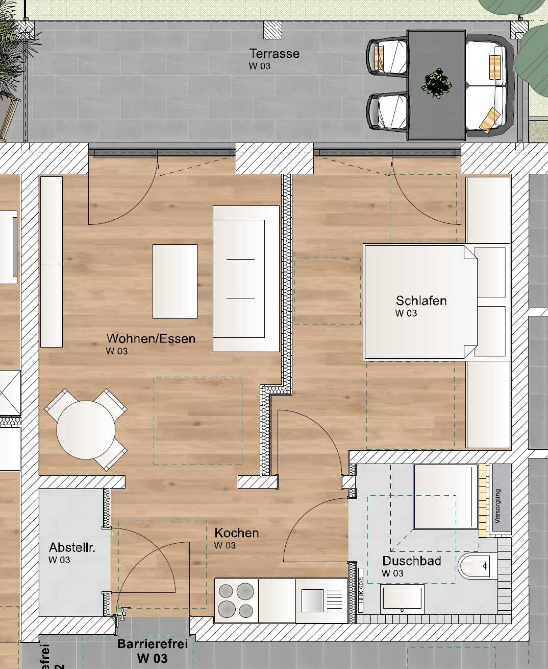 KfW 40 QNG: 150.000 € Förderkredit - 2 Zimmer EG Wohnung mit Nordterrasse – Garching bei München – Vorschaubild 2
