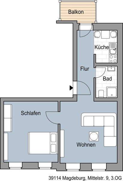 Hübsche 2 Zimmer Wohnung mit Einbauküche! – Magdeburg – Vorschaubild 2