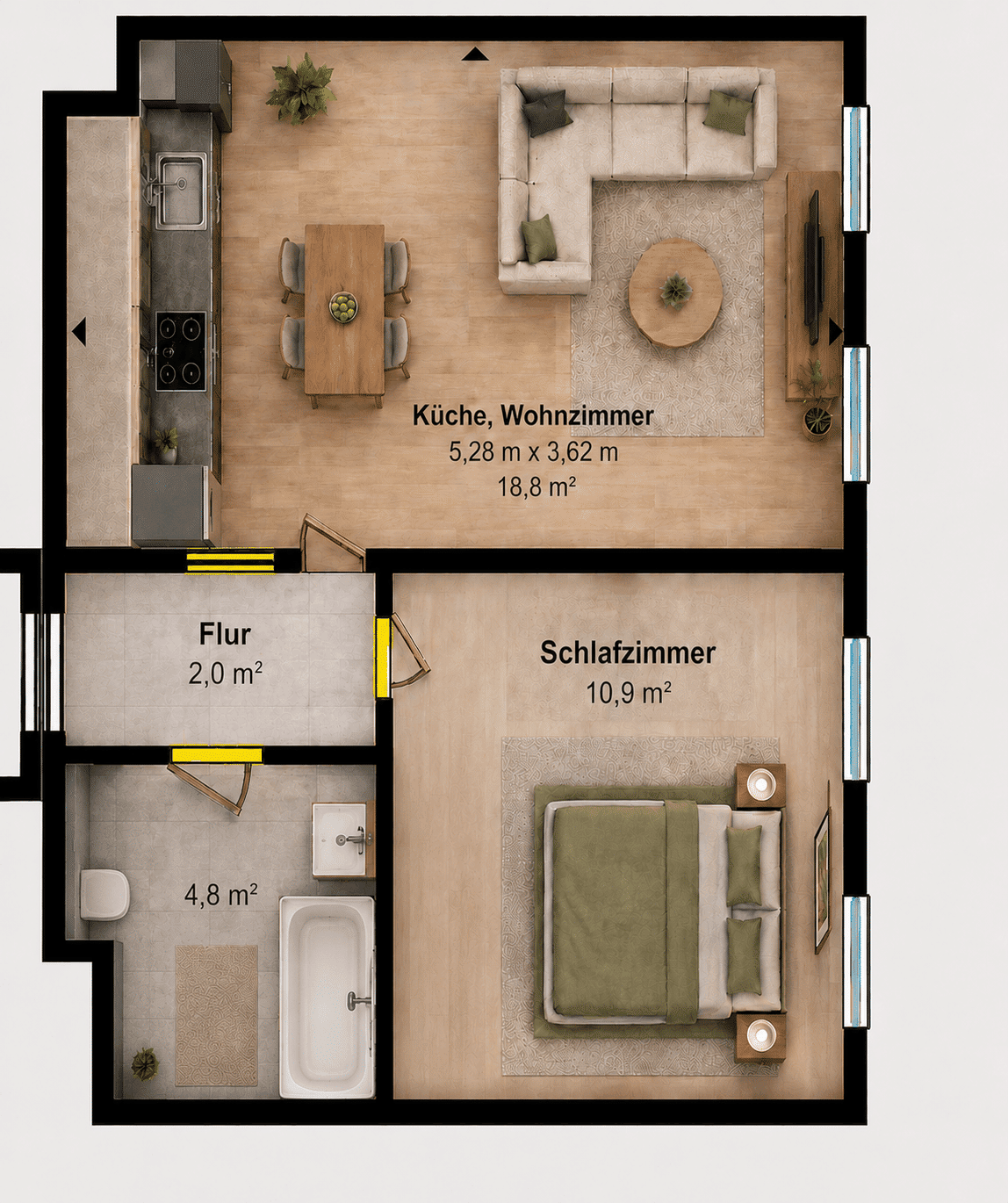 Vermietete 2-Zimmer-Wohnung mit Einbauküche und Badewanne | attraktive Lage – Leipzig – Vorschaubild 9