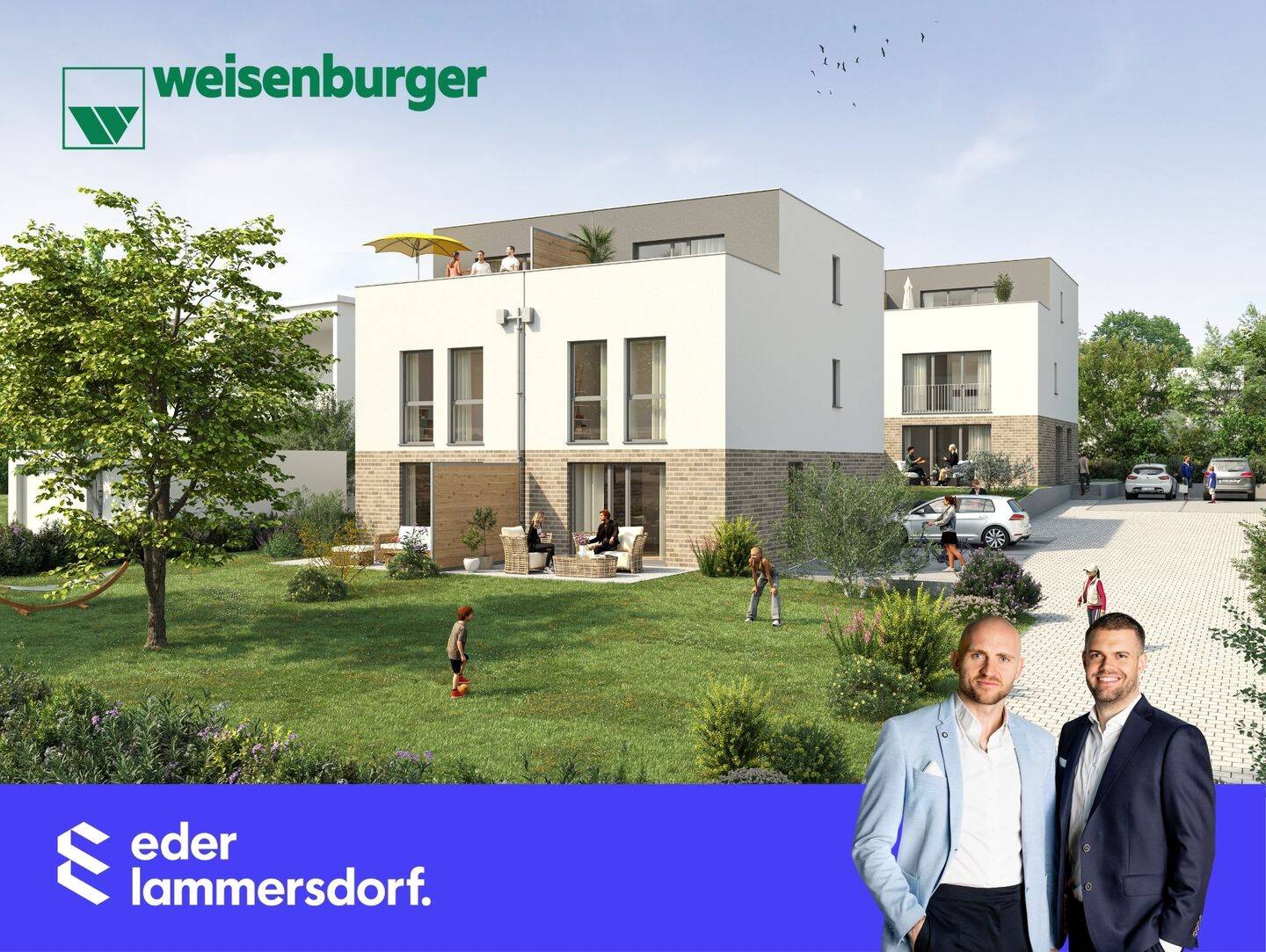 Moderner Neubau mit Garten und Dachterrasse - energieeffizient nach KfW 40 / QNG