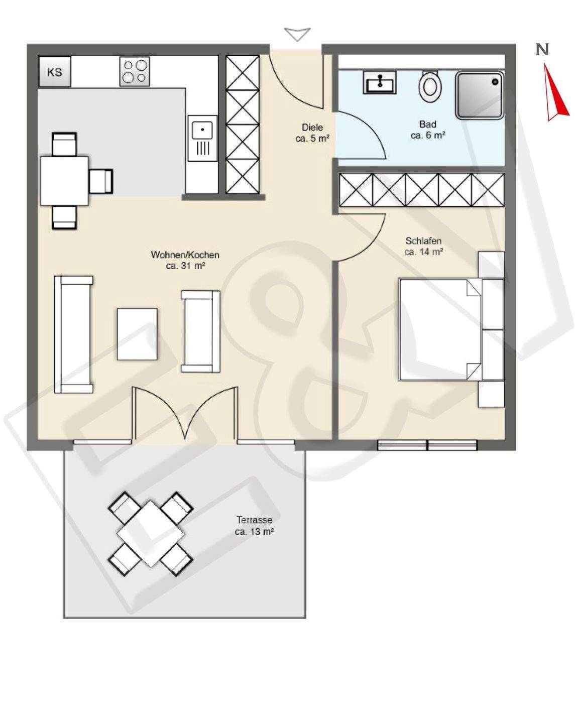 KfW55 Erstbezug 2 Zimmer Wohnung mit eigener Terrasse und Tiefgarage EG