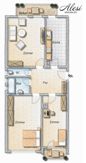 Attraktive 3-Zimmer-Wohnung am Marienplatz - leerstehend
