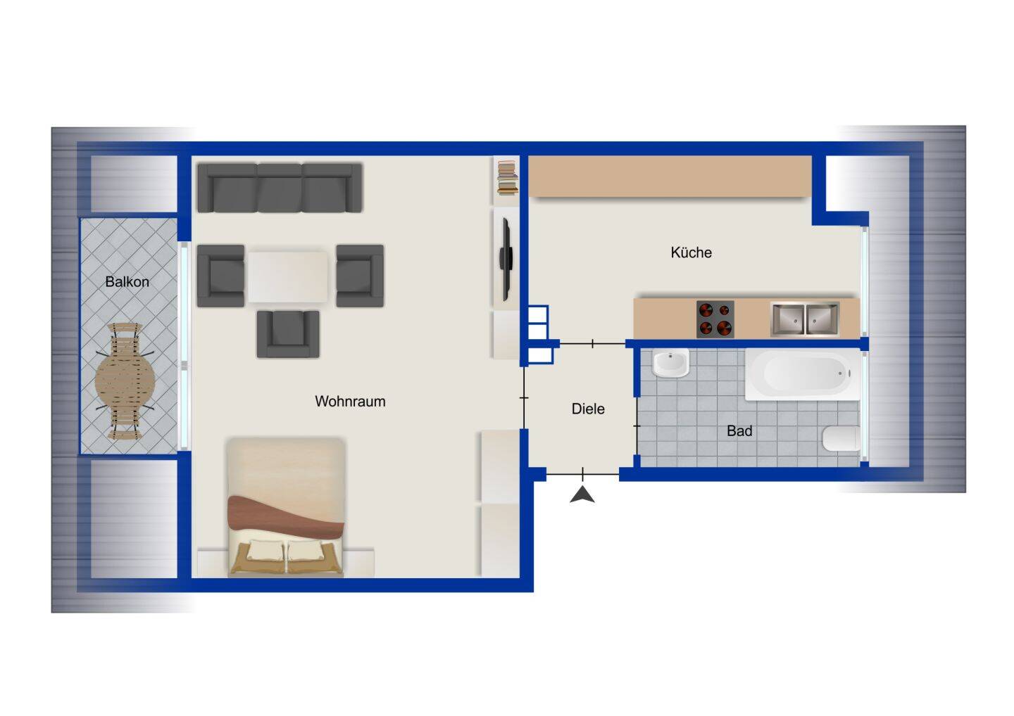 Wohnen am Hirschpark in Hamburg Blankenese - 2-Raum-Wohnung mit Potential – Hamburg – Vorschaubild 6