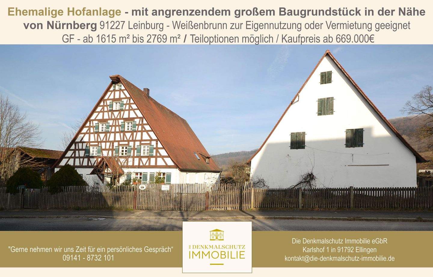 Ehemalige Hofanlage mit angrenzendem großen Baugrundstück in der Nähe von Nürnberg – Leinburg – Bild 1 von 9