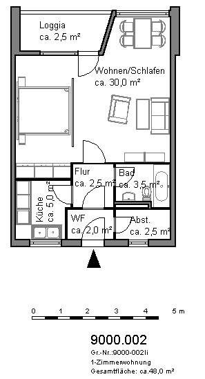 1- Zimmer Singleappartment in Hannover- Vahrenheide – Hannover – Vorschaubild 3