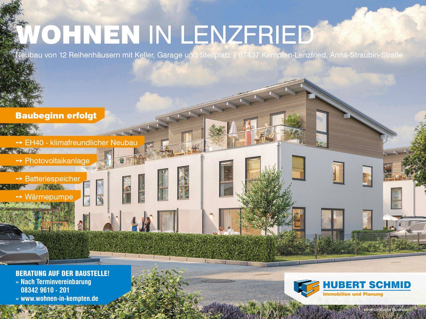 Wohnen in Lenzfried - Neubau von 4 Doppelhaushälften und 12 Reihenhäusern – Kempten (Allgäu) – Bild 1 von 9