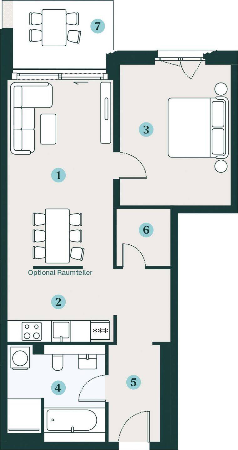 Effiziente 2-Zimmer-Wohnung mit cleverem Grundriss – Dresden – Vorschaubild 2