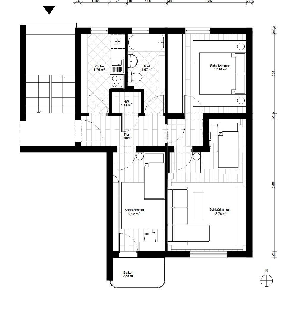 3 Zimmer Wohnung (3er WG möglich)