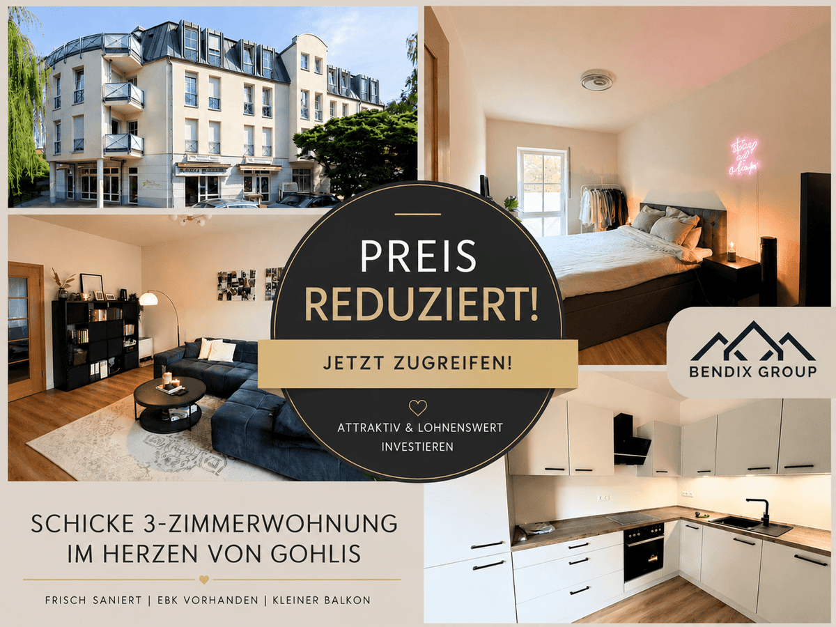 Stilvolle 3-Zimmer-Wohnung mit Balkon, Einbauküche & Tiefgarage in Leipzig-Gohlis Nord I Neu saniert – 4157 Leipzig – Bild 1 von 9