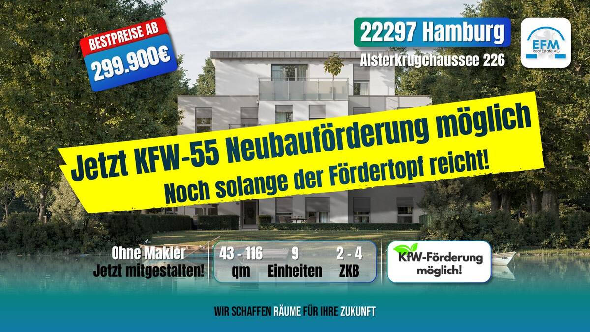 ++ZINS-/MIET-/ENERGIESPAREND++ 4 ZKB mit KfW 100.000€-Darlehen – 22297 Hamburg – Bild 1 von 9