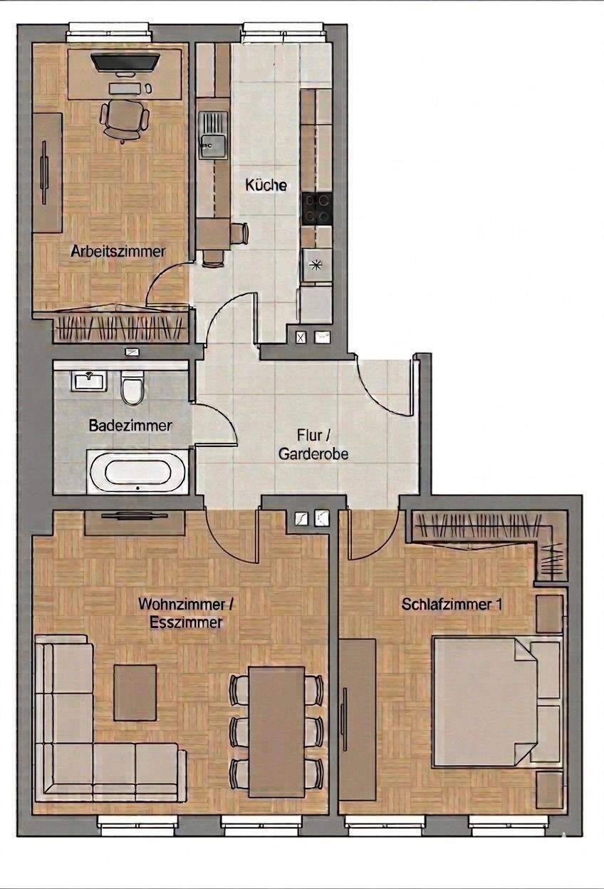 3-Zimmer-Wohnung, Gärten h.d. Veste / Pirkheimer Str. Nähe Innenstadt