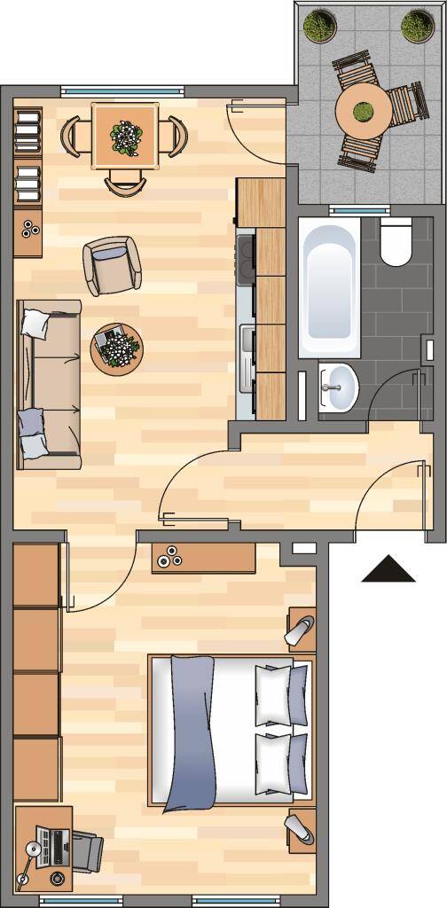 Ab sofort! 1-Zimmer-Wohnung in Dortmund Körne mit Balkon und Laminat