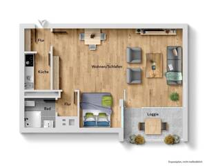 Sonnige 1 Zimmer-Wohnung mit Südbalkon & Außenstellplatz in zentraler in Stuttgart-Süd! – 70178 Stuttgart – Vorschaubild 3