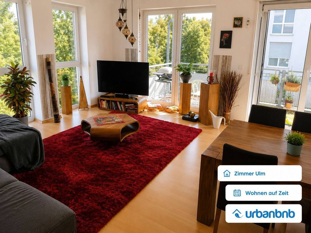 Möbliertes Zimmer in Ulm mit Balkon und Münsterblick - Wohnen auf Zeit Ulm – 89077 Ulm – Bild 1 von 7