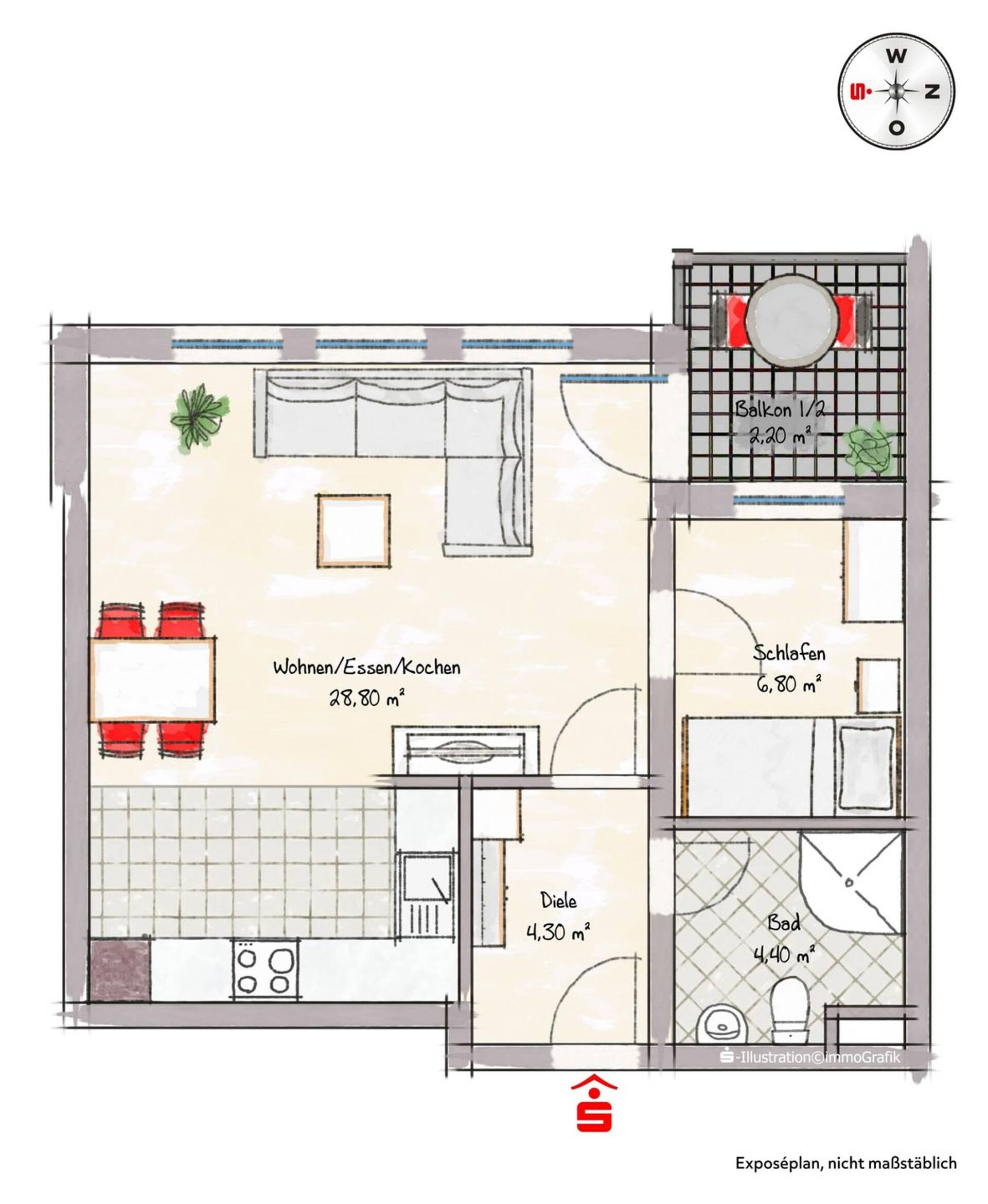Etagenwohnung in 86956 Schongau mit 46,5 m² kaufen