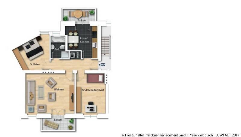 Moderne 3-Raum-Wohnung mit attraktiver Ausstattung - 2 Balkone, Fußbodenheizung, Parkett! – Magdeburg – Vorschaubild 6