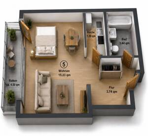 Attraktives 1-Zimmer-Appartement in begehrter Lage von München-Pasing – 81245 München – Vorschaubild 2