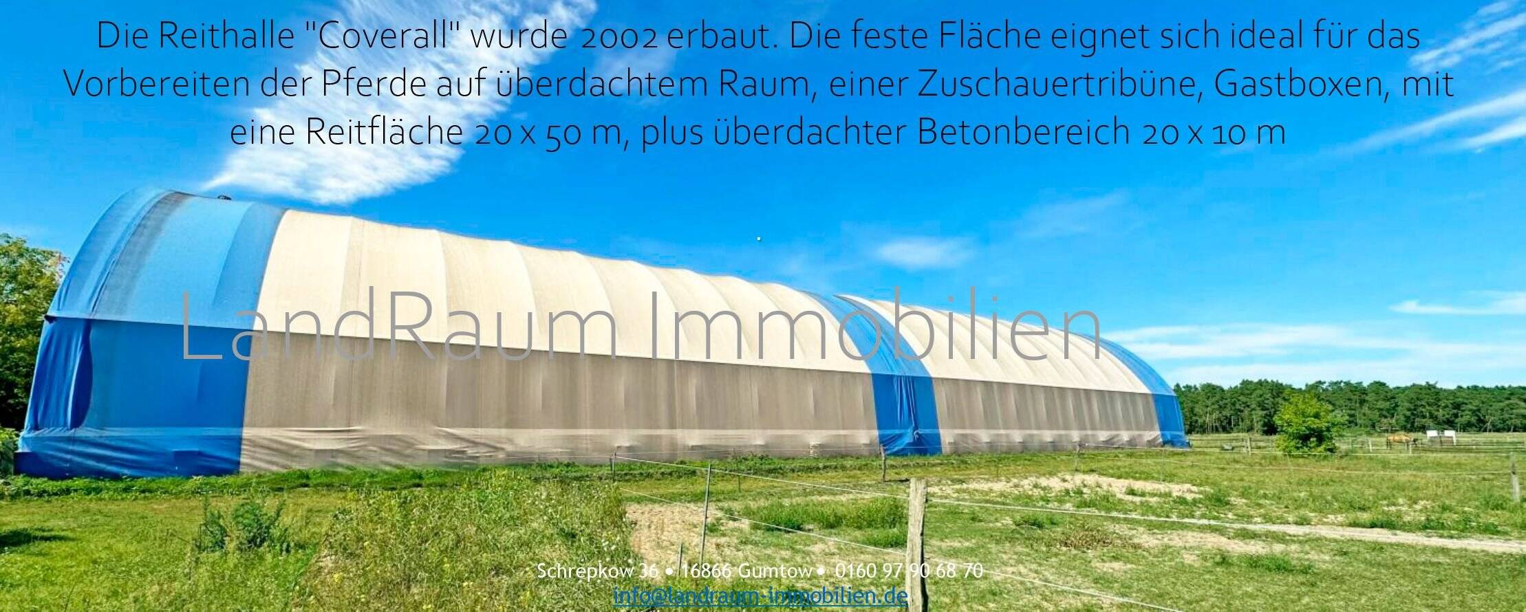 Pferdehof - Reitanlage, 4 FeWo, 10 ha Land + ca. 5,2 ha Pachtland, Reithalle 20 x 60 m + Aussenreitplätzen, Laufstall 16 Pferde+4 Boxen, g – Dreetz – Vorschaubild 3