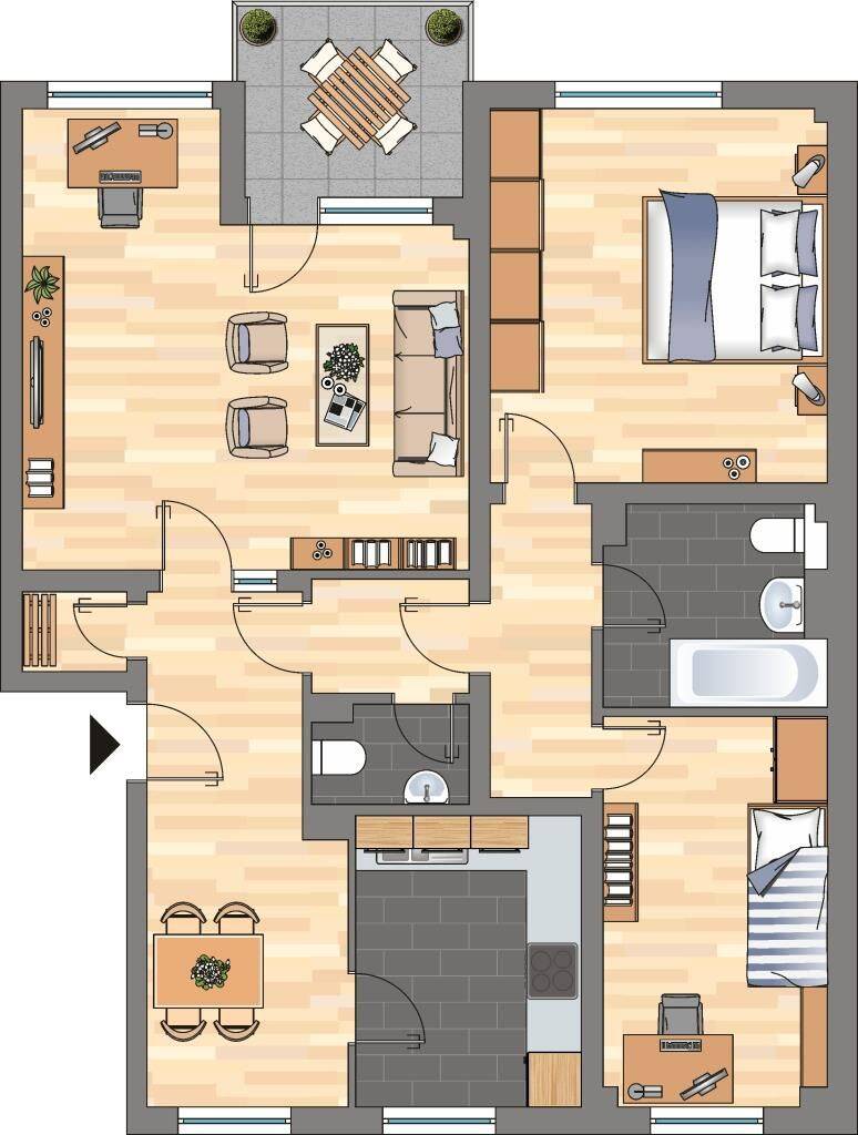 Toll geschnittene 3-Zimmer-Balkonwohnung mit Laminat und neuem Bad - jetzt mit 500EUR Gutschein – Duisburg – Vorschaubild 2