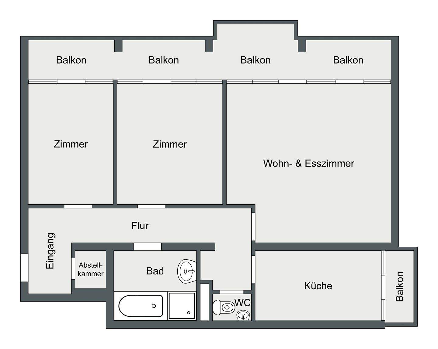 Karlsruhe-Durlach | Optimal geschnittene 3-Zimmer-Wohnung im 6. OG mit zwei Balkonen, EBK, Keller & herrlichem Ausblick - vermietet – Karlsruhe – Vorschaubild 3