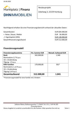 Letzte Einheit: KfW40 NEUBAU Doppelhaushälfte in familienfreundlicher Lage – 22159 Hamburg – Vorschaubild 6