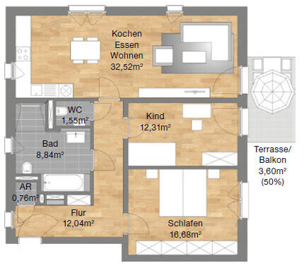 Hell und modern mit tollem Grundriss - Neubau ETW mit Balkon – Nürnberg – Vorschaubild 8