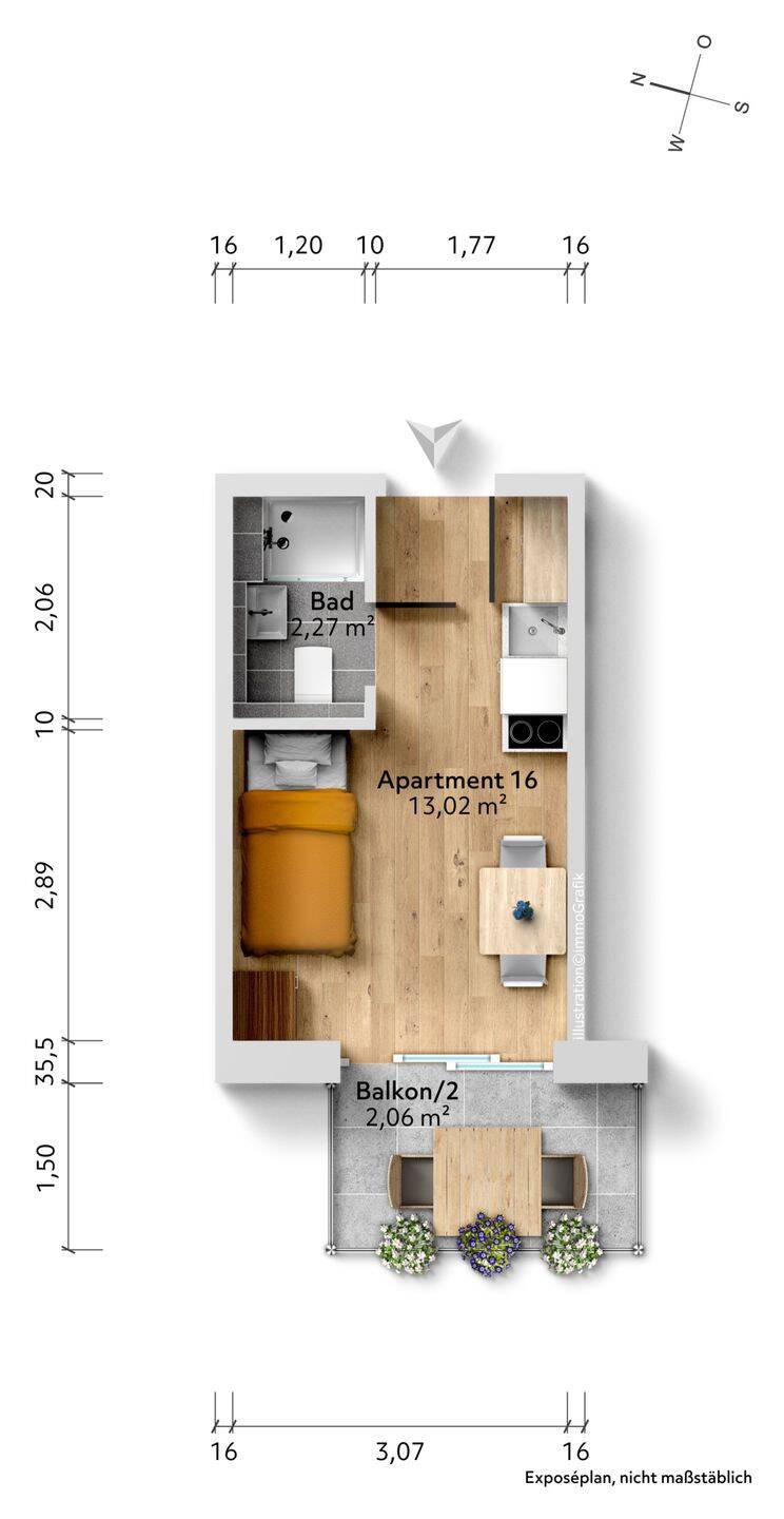 Neubau: Mikroapartments in KFW 55-Standard (A+) | Ap. 16 – München – Vorschaubild 7