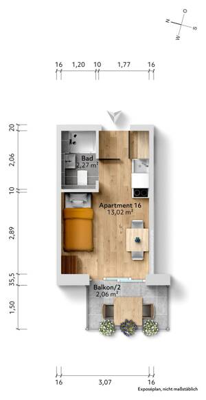Neubau: Mikroapartments in KFW 55-Standard (A+) | Ap. 16 – 81247 München – Vorschaubild 7