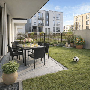 Familienfreundliche 3-Zimmer-Wohnung mit Terrasse und Gartenanteil