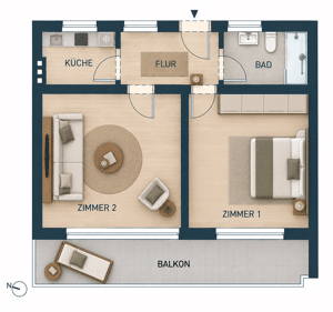 Flexible Raumgestaltung an der Alster – Potenzial für 2 Zimmer & Südbalkon – 22085 Hamburg – Vorschaubild 2