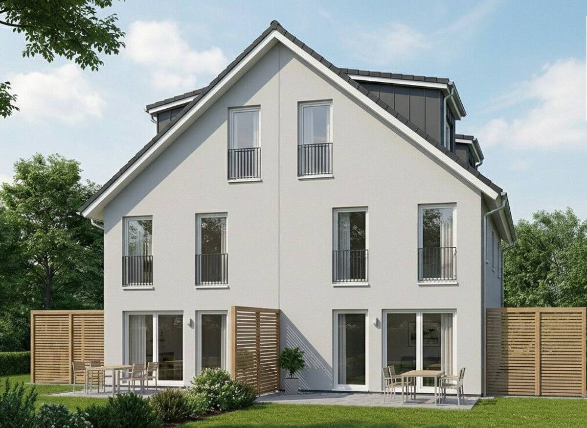 Neubau Doppelhaushälfte mit festem Baubeginn und freier Planung mit schönem Süd-Westgarten – 80933 München – Bild 1 von 9