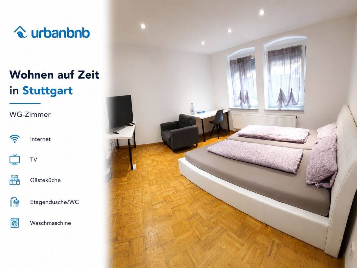 Wohnen auf Zeit mieten in Stuttgart West - Zimmer frei – 70193 Stuttgart – Bild 1 von 7