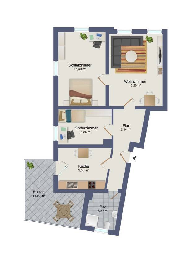 Etagenwohnung in 01157 Dresden mit 75,4 m² kaufen