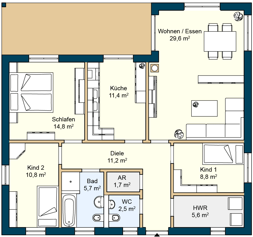 Schlüsselfertiger Neubau Bungalow in Wilsdruff - sofort realisierbar – Wilsdruff – Vorschaubild 2