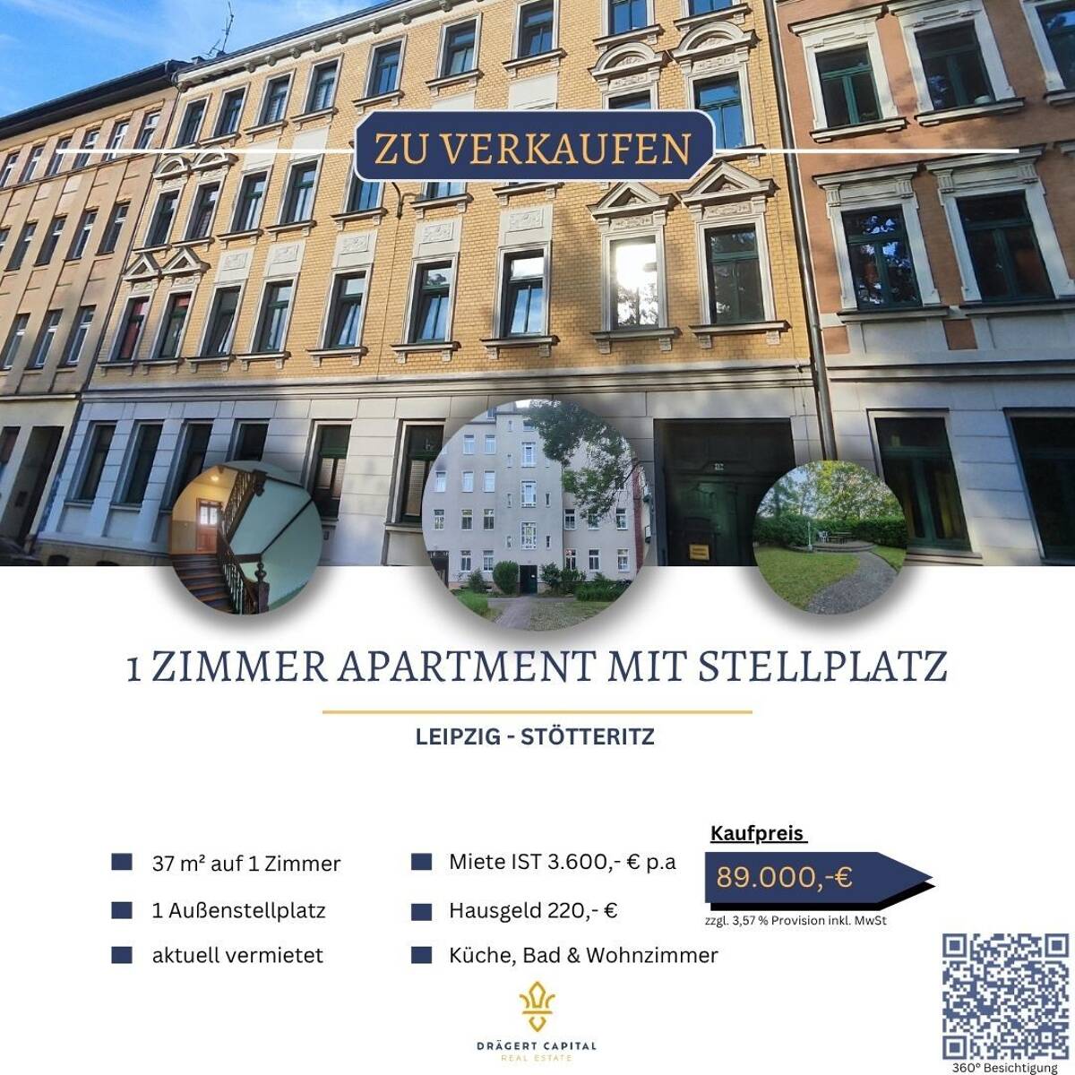 1 Raum Apartment mit Stellplatz zur Kapitalanlage – 4299 Leipzig – Bild 1 von 9