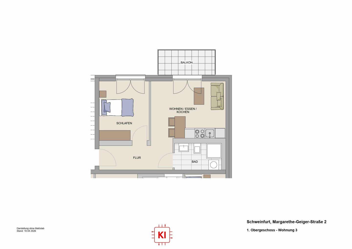 Neubau 2-Zimmer Eigentumswohnung in Schweinfurt/Bellevue