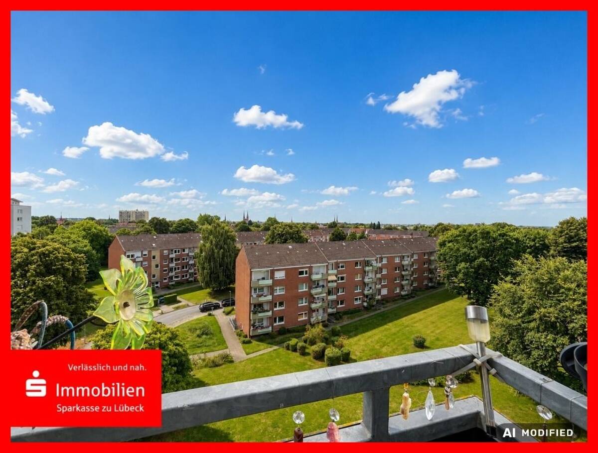 Etagenwohnung mit beeindruckendem Weitblick über Lübeck, frei zu übergeben – 23556 Lübeck – Bild 1 von 8