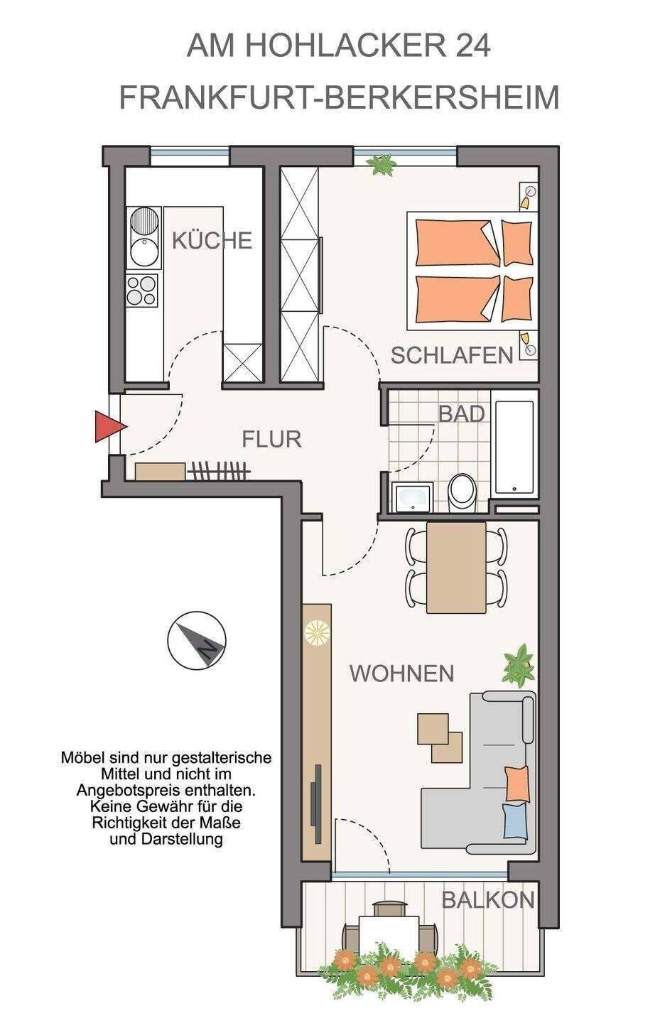 Interessante, ruhige,2 Zi.-ETW,Balkon Frankfurt-Berkershei – Frankfurt am Main – Vorschaubild 2