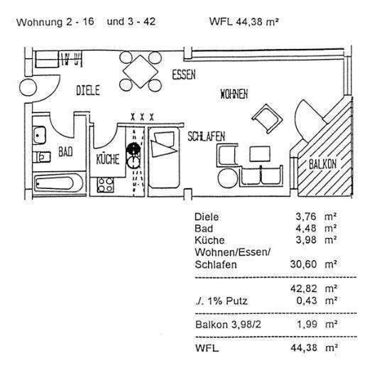 großzügiges und helles Apartment, 1 Raum, mit Wanne und Balkon – Chemnitz – Vorschaubild 6