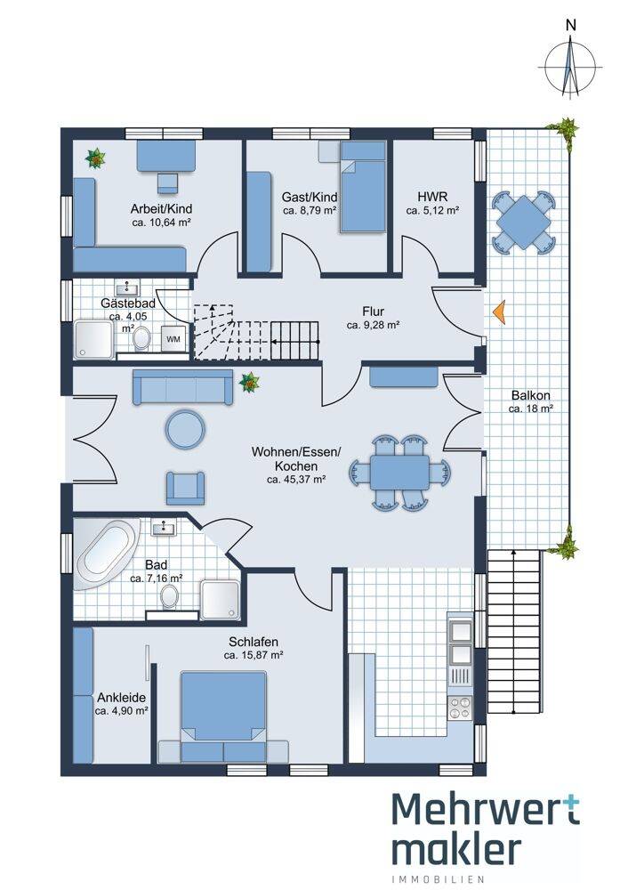 Hannover: Fast wie ein Haus-Energieeffiziente Maisonettewohnung mit Atelier, großem Balkon & Garage. – Hannover – Vorschaubild 2