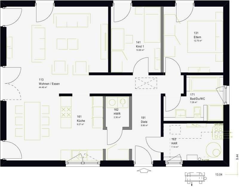 Selbst Familien finden in diesem ebenerdigen Haus genügend Platz. ComfortStyle 10.01.P – Lug – Vorschaubild 5