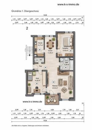 Helle - 3 Zimmer Wohnung mit Südbalkon ,Stadtnahe Lage in Ulm-Eselsberg – 89075 Ulm – Vorschaubild 8