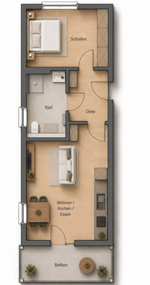 Neubau in Regensburg-Neuprüll | 2-Zimmer-Dachgeschosswohnung mit Balkon W.05 – 93051 Regensburg – Vorschaubild 3