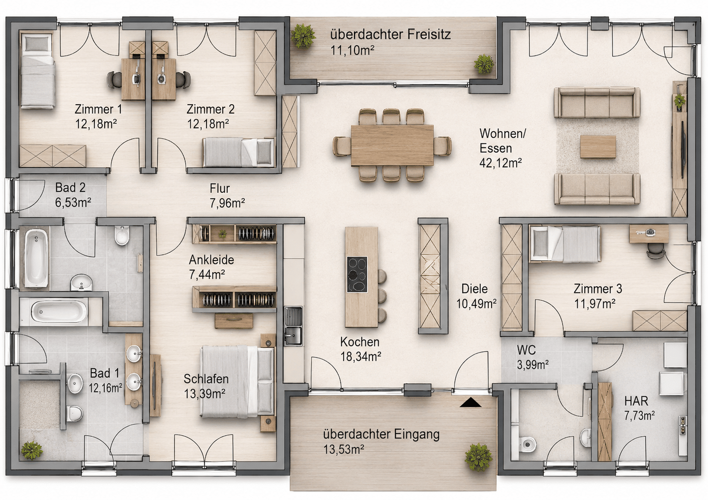 EH40 (A+) Premiumneubau auf ca. 3.200m² in 18320 Ahrenshagen - Individuell Planbar - Bungalow oder 1,5-Geschosser – Ahrenshagen-Daskow – Vorschaubild 6