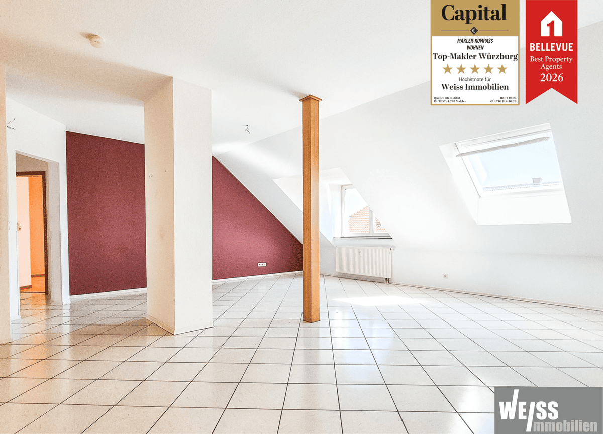 3-Zimmer Dachgeschoss Wohnung in Versbach -ohne Balkon- – 97078 Würzburg – Bild 1 von 8