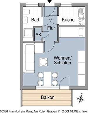 Schicke 1 Zimmerwohnung mit Balkon – 60386 Frankfurt am Main – Vorschaubild 5