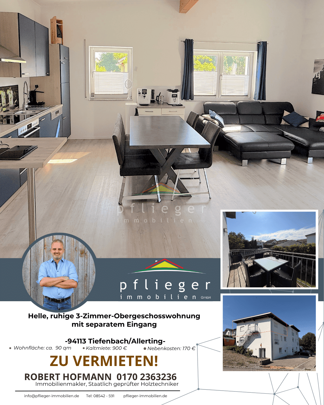 Helle, ruhige 3-Zimmer-Obergeschosswohnung mit separatem Eingang